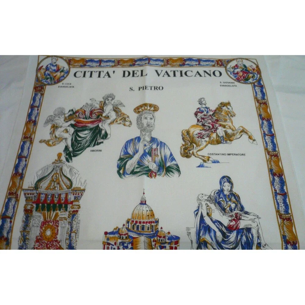 Vintage Vatican City Cotton Kitchen Tea Towel Citta Del Vaticano Italy